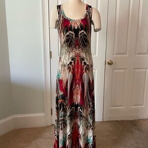 Calvin Klein Red Multi-Pattern Sleeveless Maxi Dress